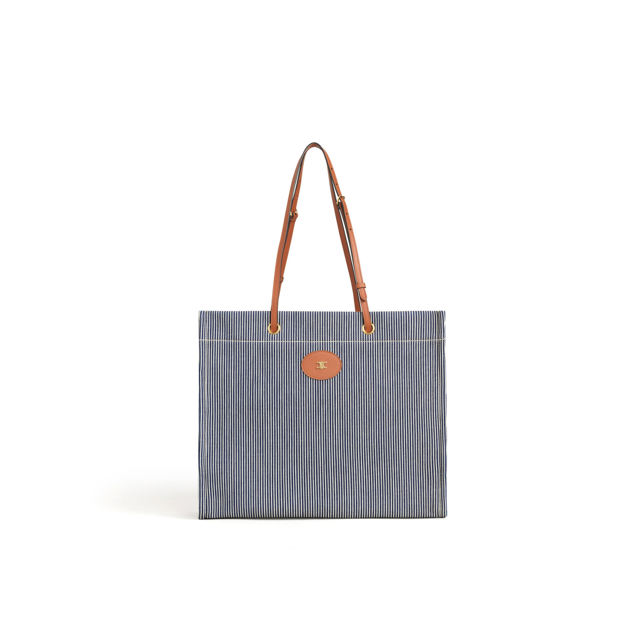 Ce**e squared cabas Ce**e in striped textile and calfskin 192802chd.07at (45*35*15cm)